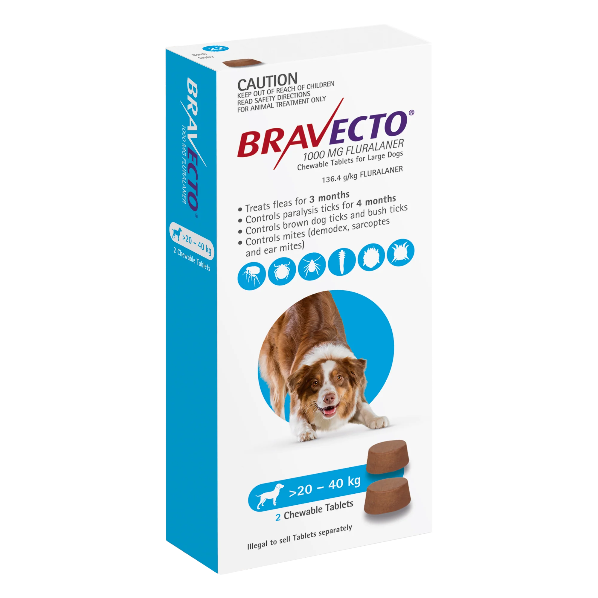 Bravecto Chewables for Large Dogs 44–88 lbs (20–40 kg) (Blue) - Image 3