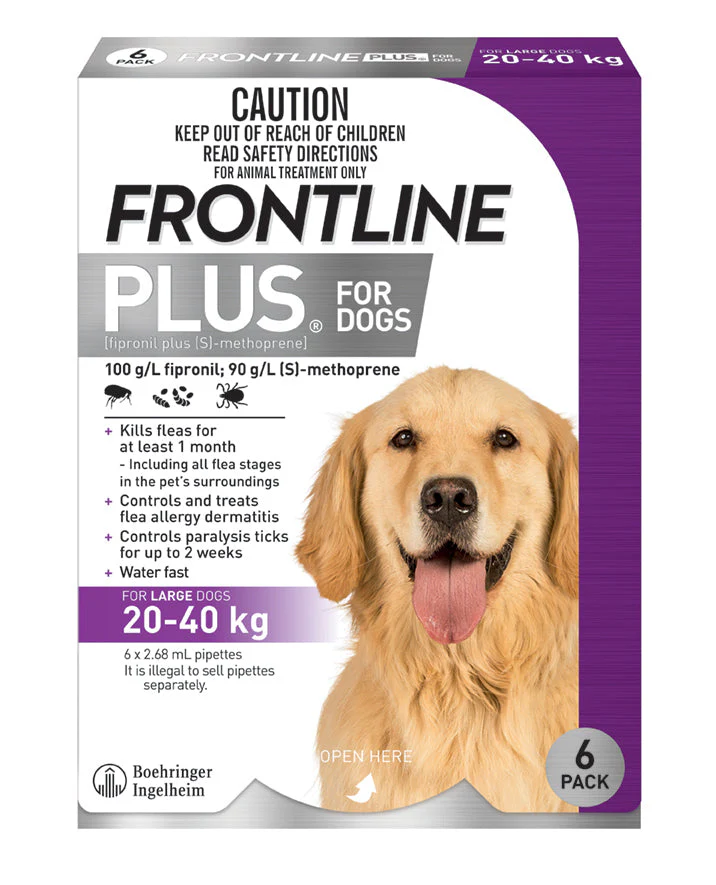 Frontline Plus Flea & Tick Treatment for Large Dogs 45-88 lbs (Purple) - Image 3