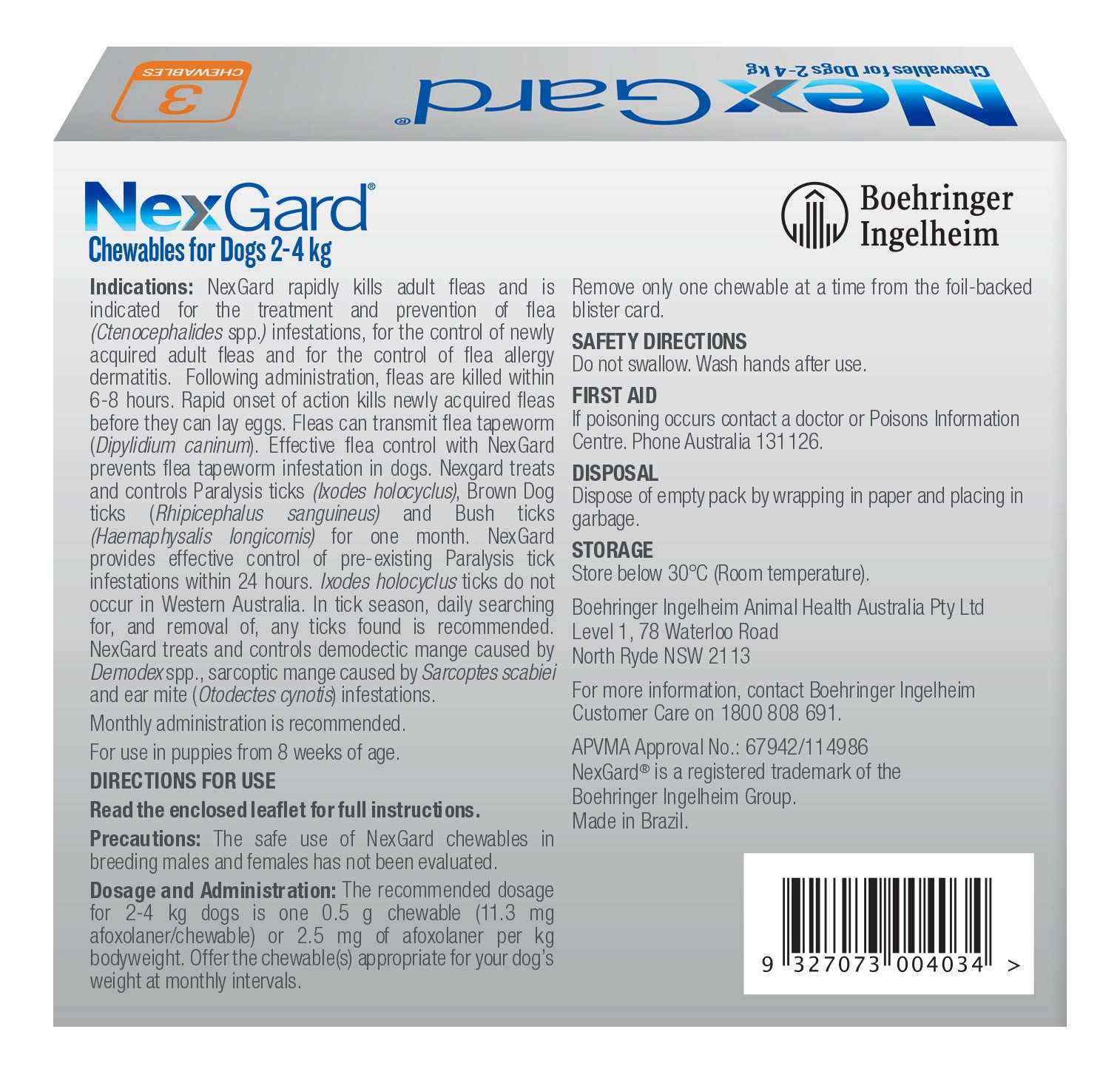 NexGard Chewables for Extra Small Dogs 4–10 lbs (2–4 kg) – Orange - Image 3