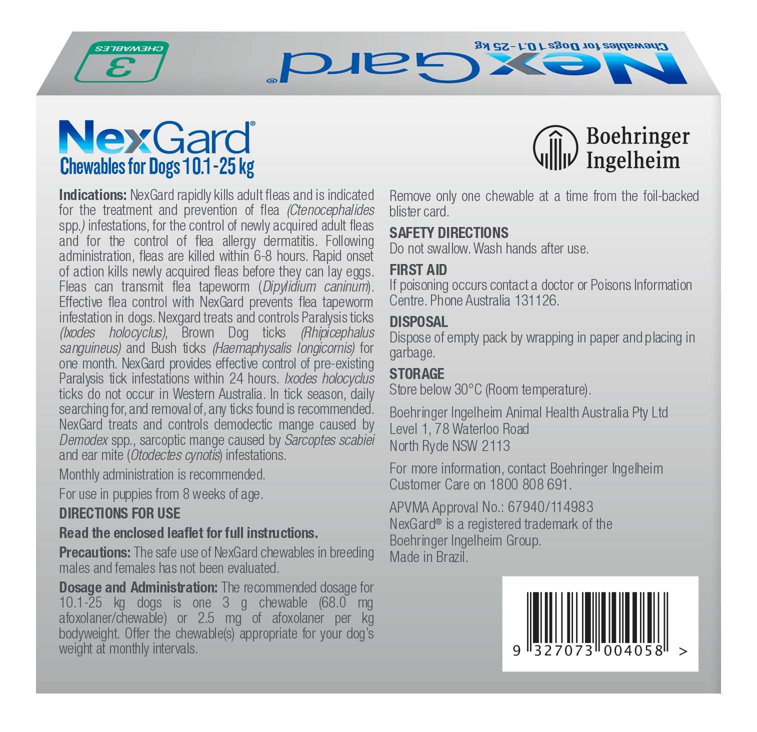 NexGard Chewables for Medium Dogs 24.1β60 lbs (10.1β25 kg) β Green - Image 3