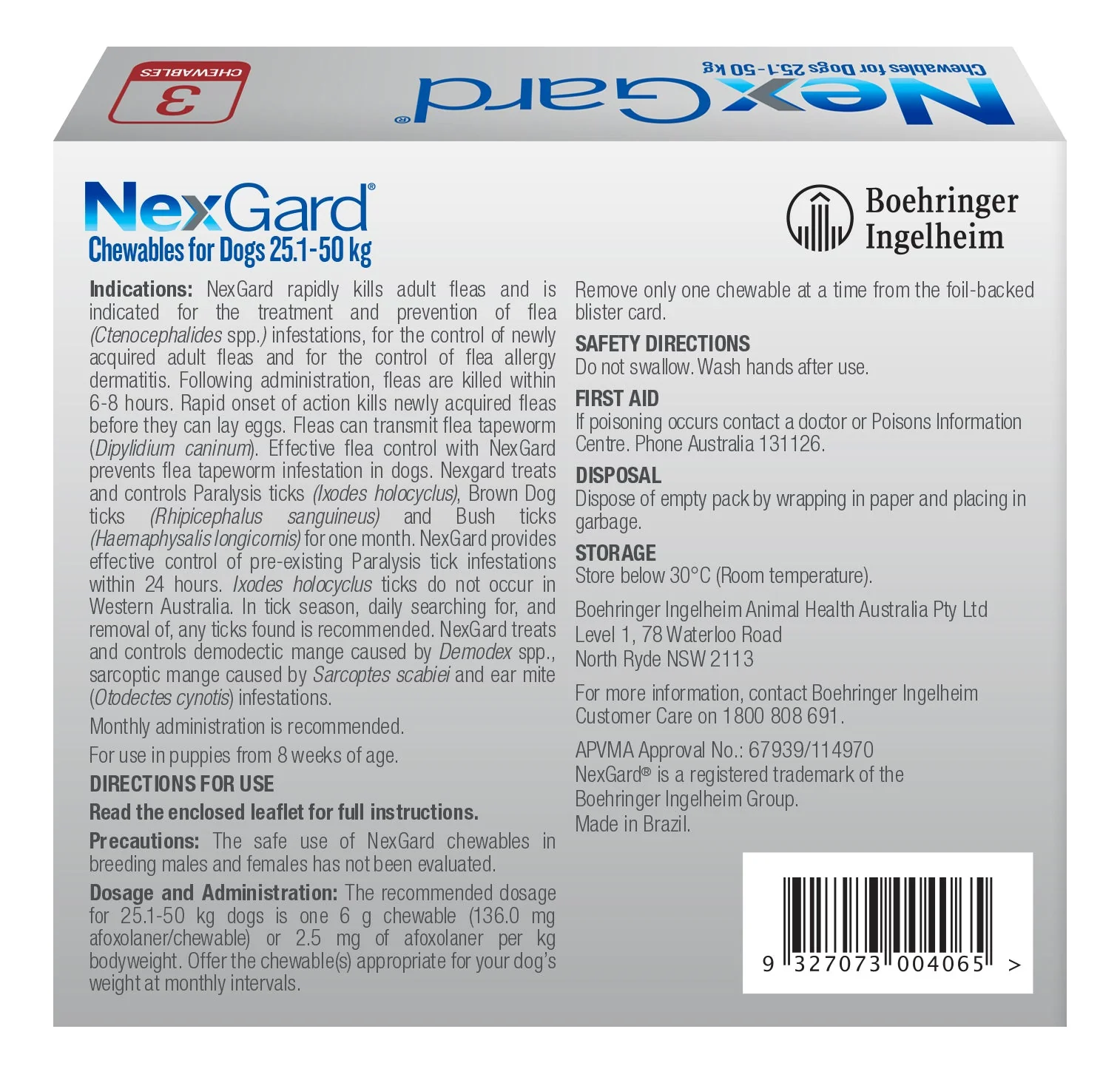 NexGard Chewables for Large Dogs 60.1β121 lbs (25.1β50 kg) β Red - Image 3