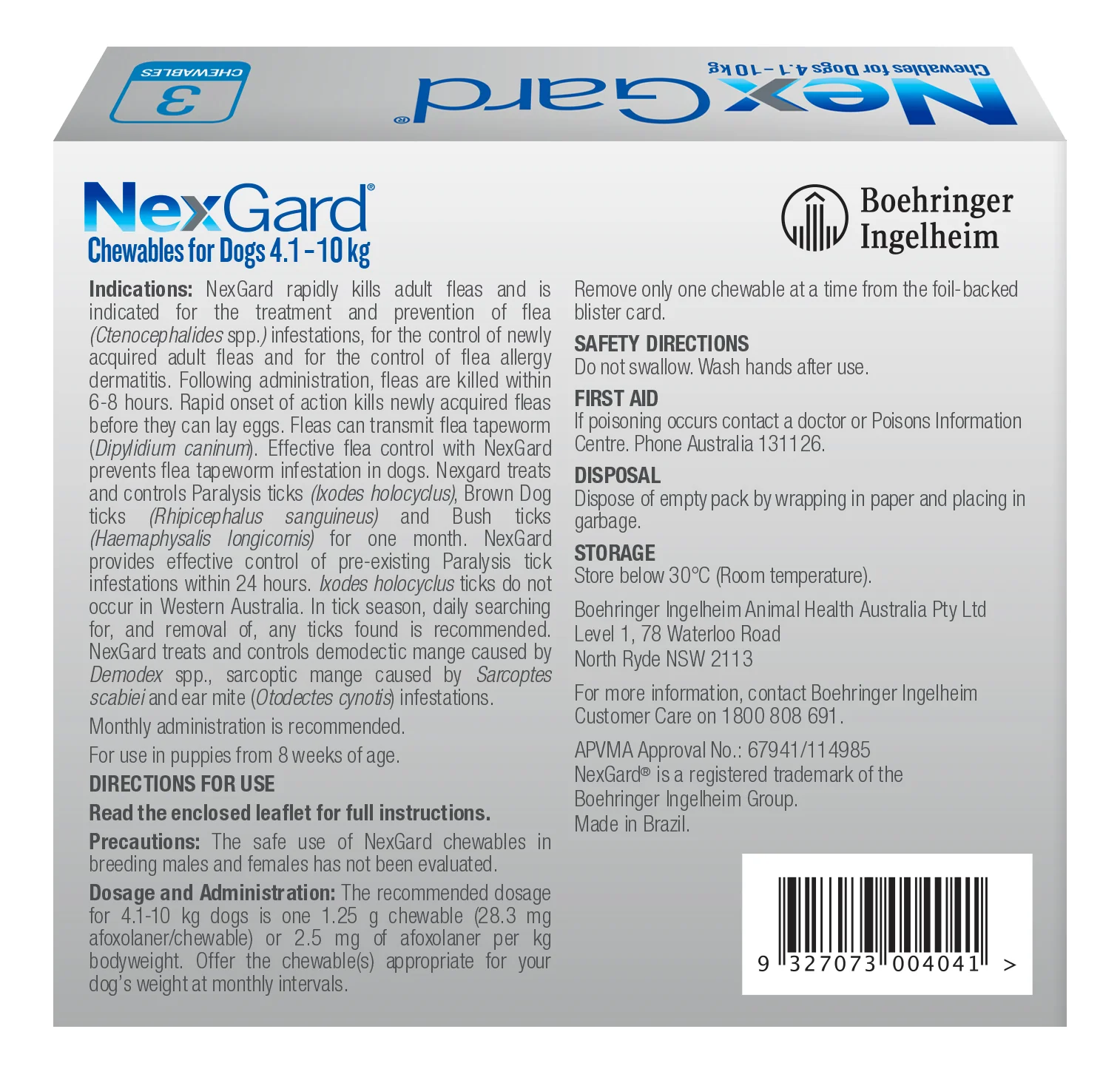NexGard Chewables for Small Dogs 10.1–24 lbs (4.1–10 kg) – Blue - Image 3