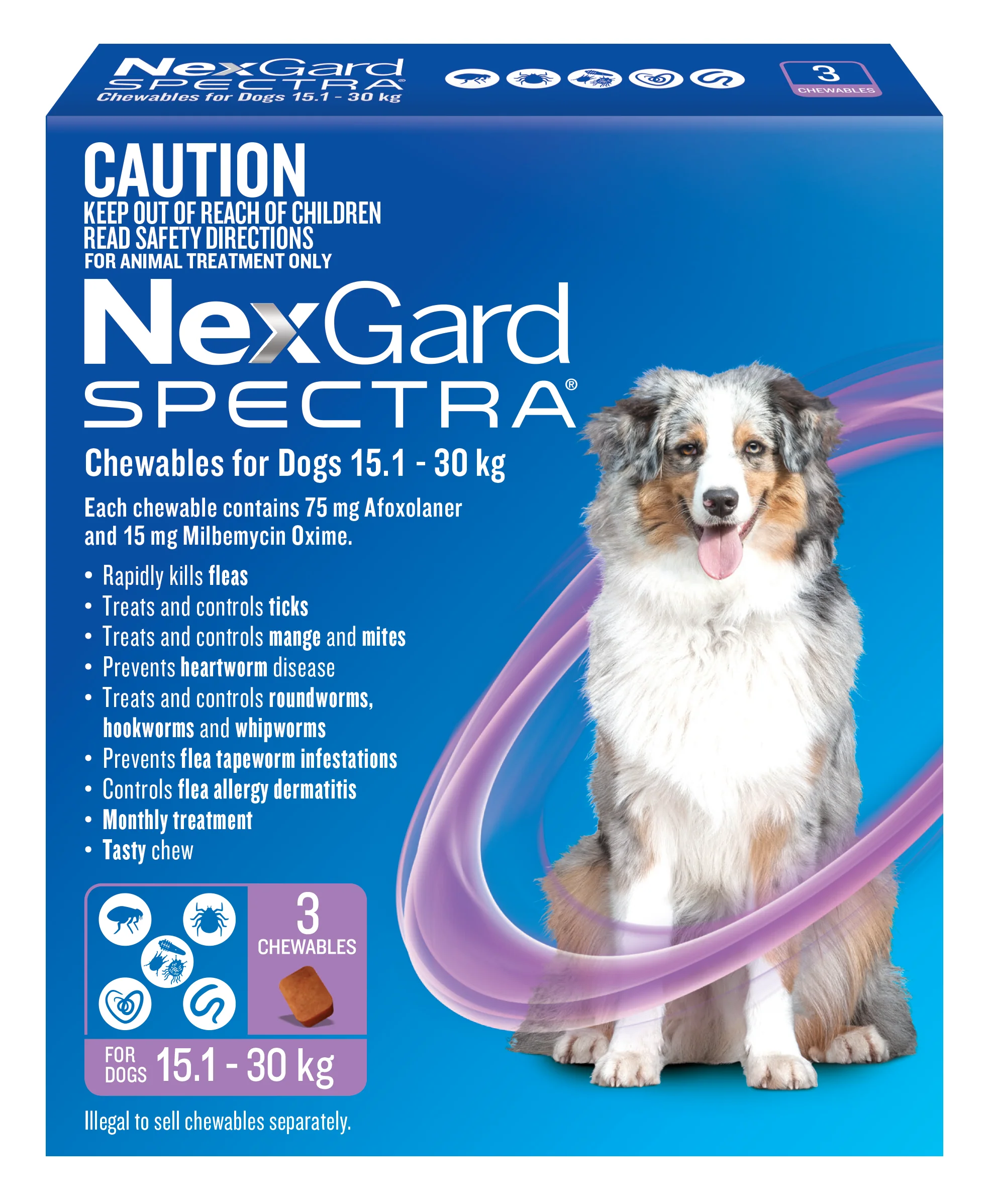 NexGard Spectra Chewables for Large Dogs 33.1–66.1 lbs (15.1–30 kg) – Purple - Image 8