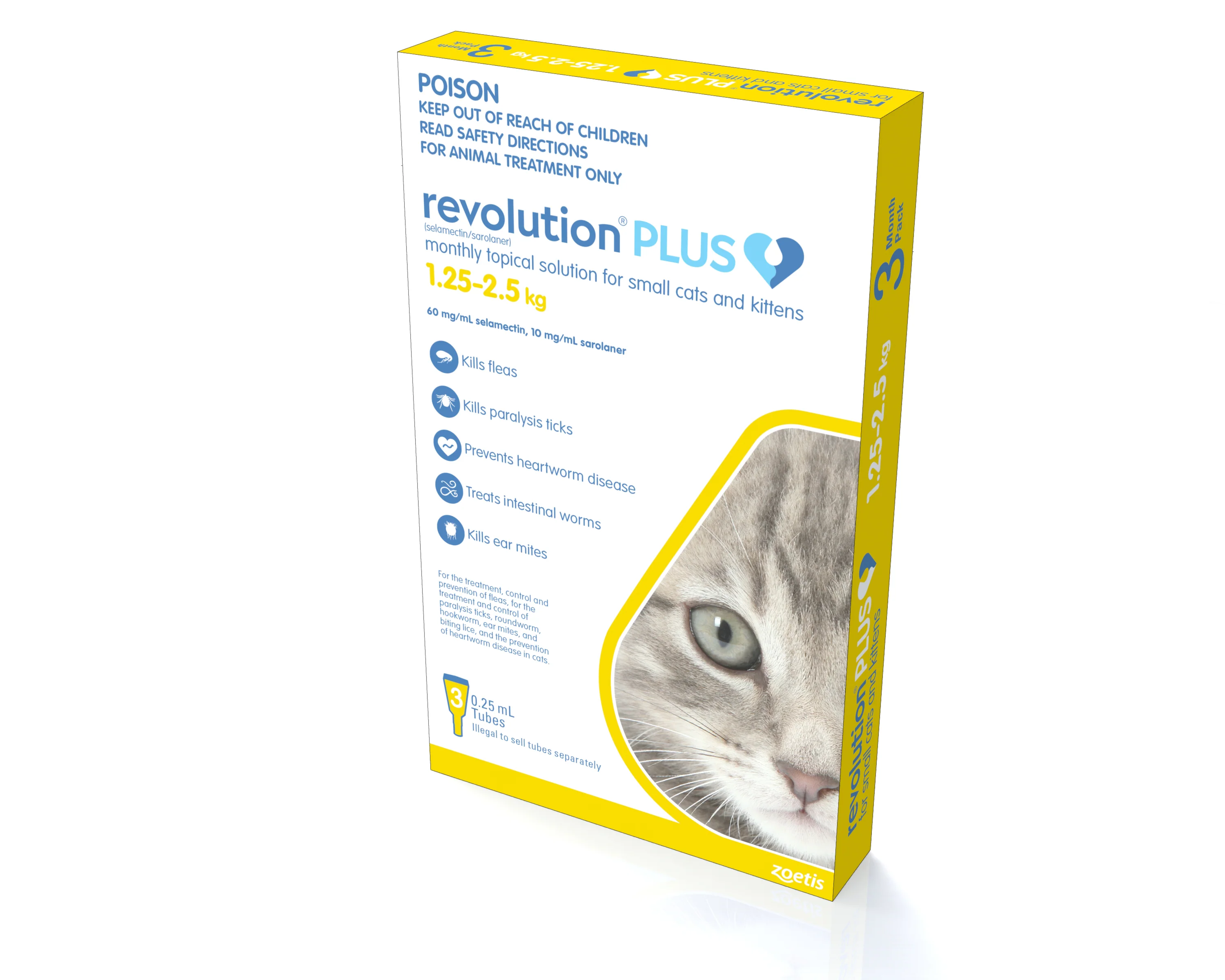 Revolution Plus For Small Cats & Kittens 2.8-5.5lbs Yellow - Image 3